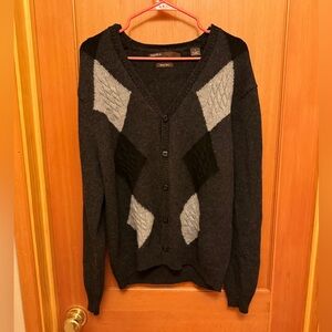 Women's Black and Gray Cardigan Sweater